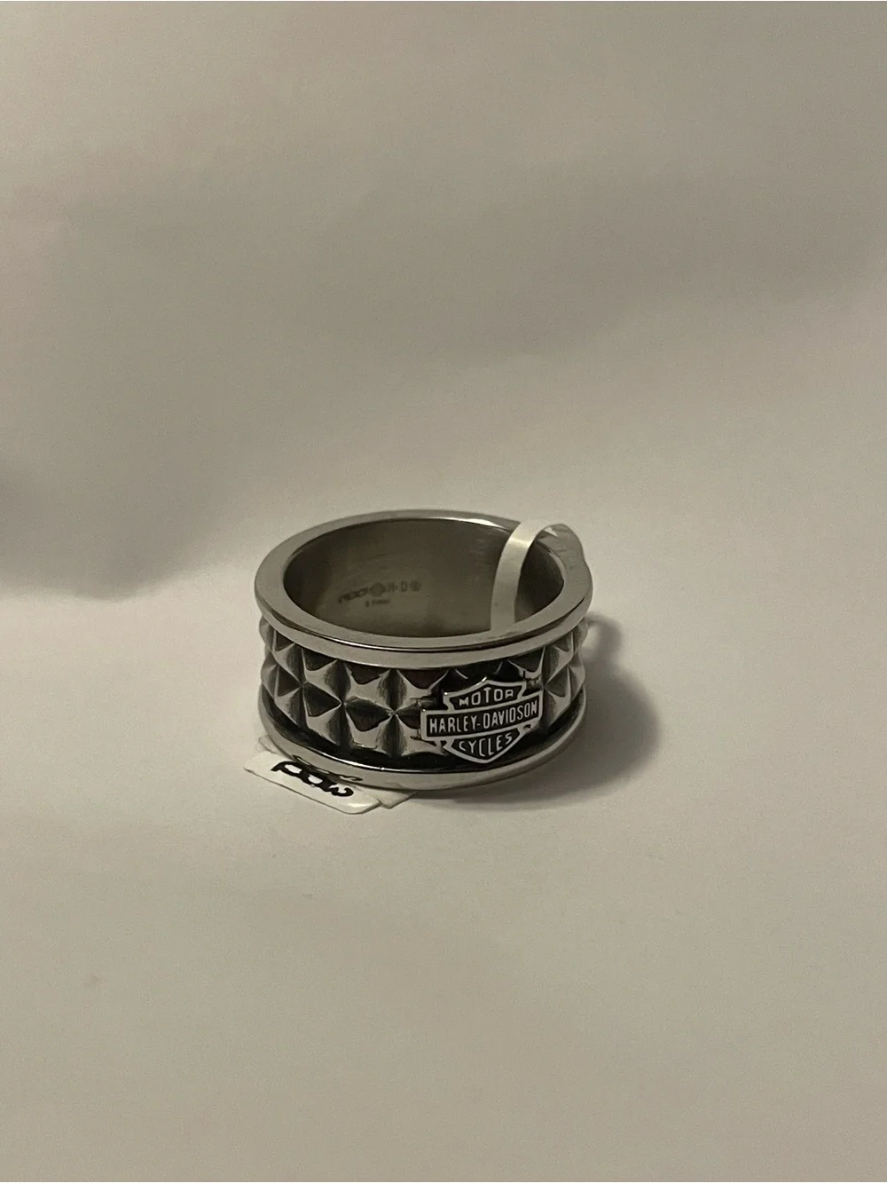 Harley-Davidson Black and Silver Studded Stainless Steel Ring